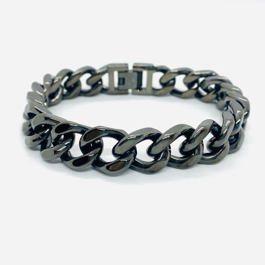 SK4015G 1/2’’ Cuban Link Bracelet 1/2’’ Polished Gunmetal Bracelet