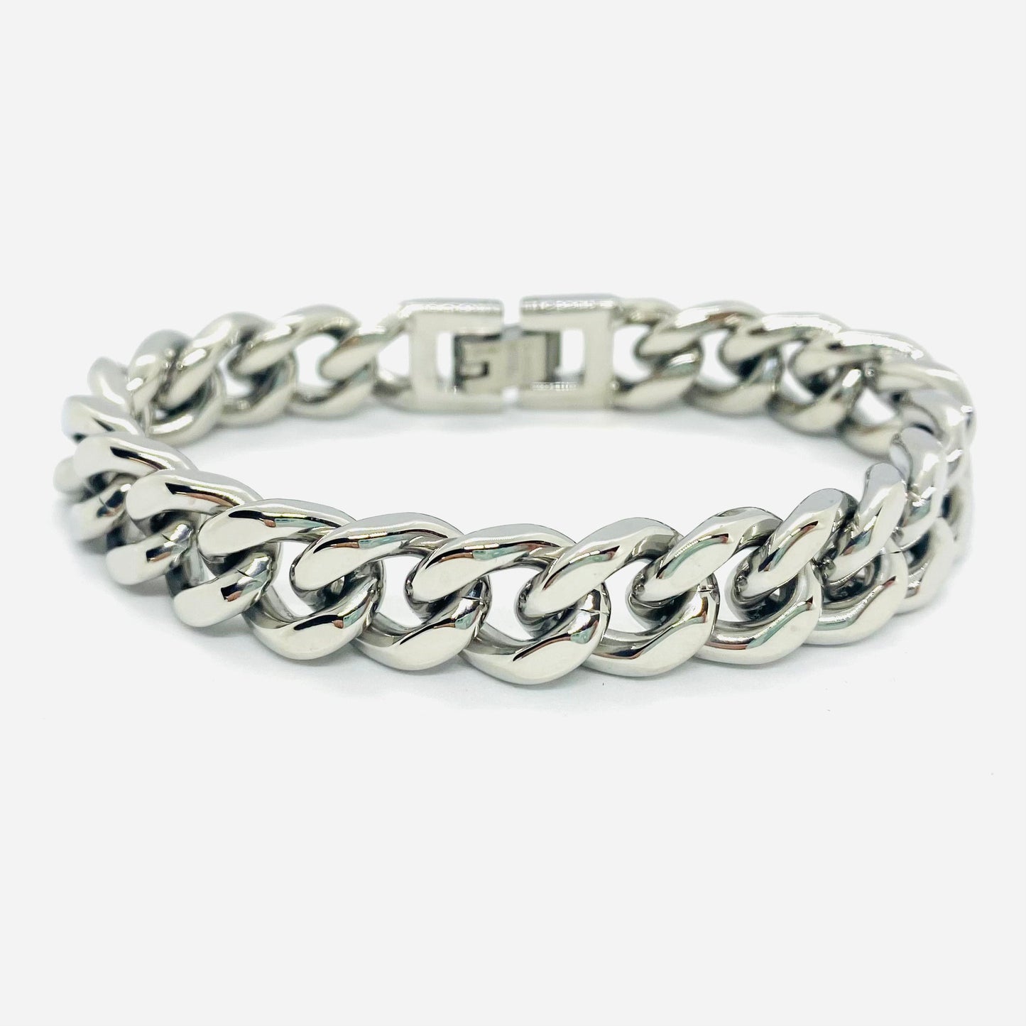 SK4017 3/8’’ Cuban Link Bracelet 3/8’’ Silver Color Bracelet