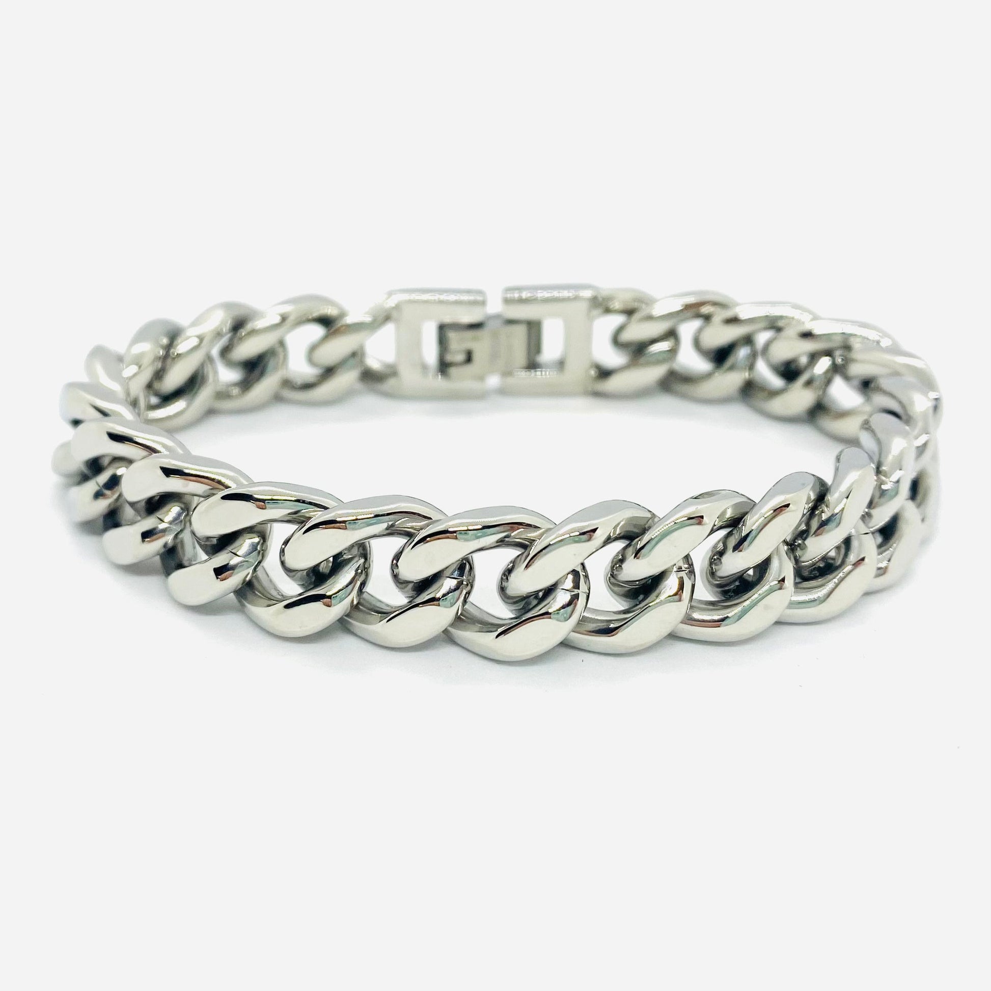 SK4017 3/8’’ Cuban Link Bracelet 3/8’’ Silver Color Bracelet
