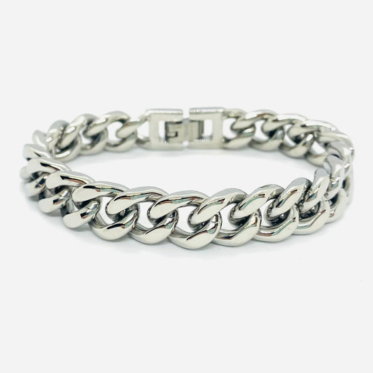 SK4017 3/8’’ Cuban Link Bracelet 3/8’’ Silver Color Bracelet