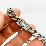SK4017 3/8" Cuban Link Bracelet 3/8" Silver Color