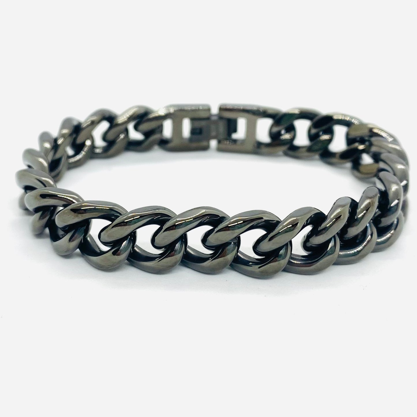 SK4017G Cuban Link Bracelet Polished Gunmetal Color