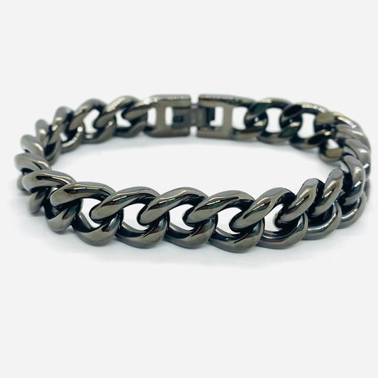SK4017G Cuban Link Bracelet Polished Gunmetal Color