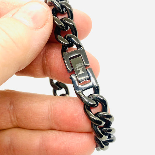 SK4017G Cuban Link Bracelet Polished Gunmetal Color