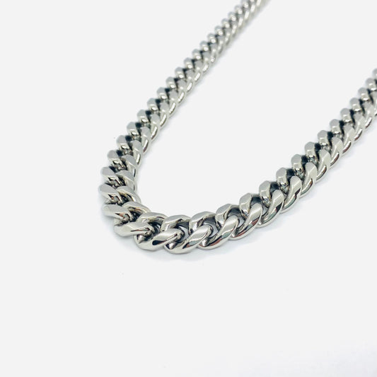 SK4021 Necklace 3/8’’ Wide Cuban Link Silver Color Chains