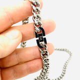 SK4021 Necklace 3/8" Wide Cuban Link Silver Color