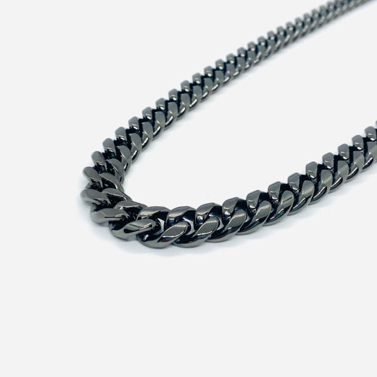 SK4020G Necklace 1/2’’ Wide Cuban Link Polished Gunmetal Necklaces