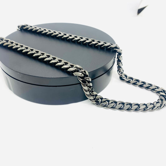 SK4020G Necklace 1/2’’ Wide Cuban Link Polished Gunmetal Necklaces