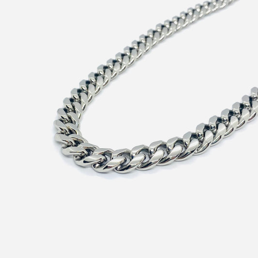 SK4020 Necklace 1/2’’ Wide Cuban Link Silver Color Chains