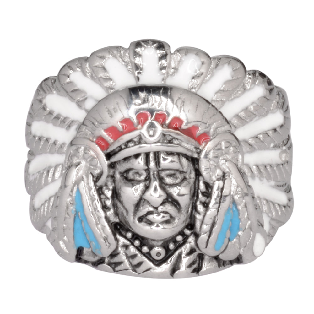 Sk1018 Ladies Indian Head Ring With Enamel Stainless Steel Rings