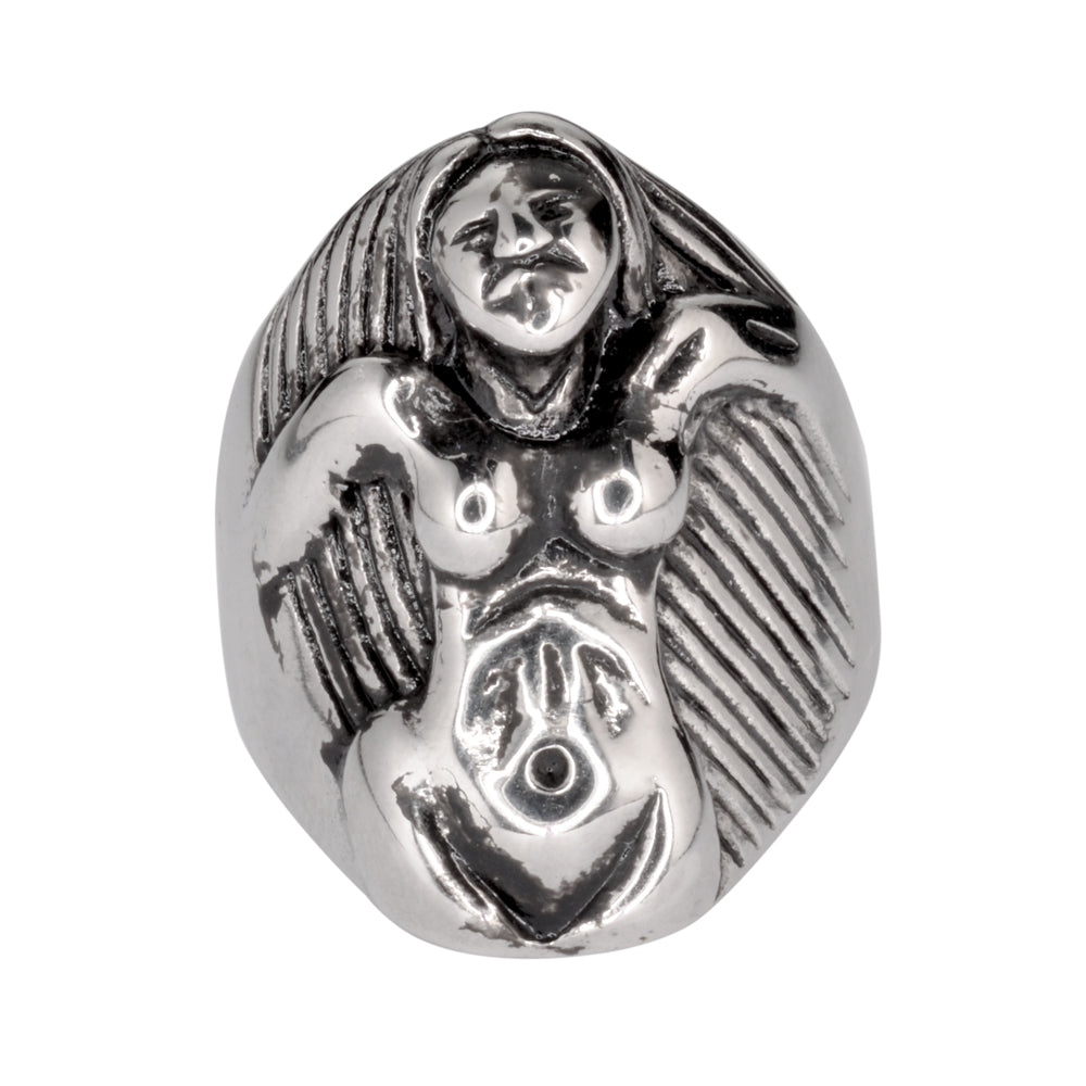 Sk1020 Naked Lady With Long Hair Stainless Steel Motorcycle Jewelry Size 9-14 Rings