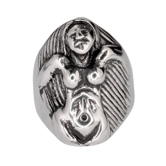 Sk1020 Naked Lady With Long Hair Stainless Steel Motorcycle Jewelry Size 9-14 Rings
