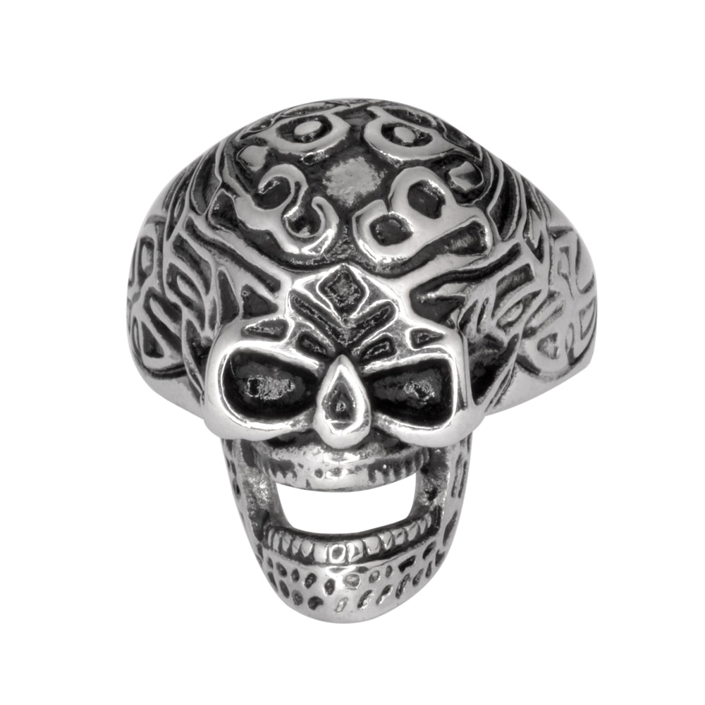Sk1021 Gents Tribal Tattoo Skull Ring Stainless Steel Motorcycle Biker Jewelry Rings