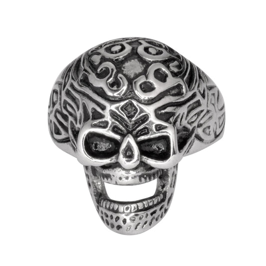 Sk1021 Gents Tribal Tattoo Skull Ring Stainless Steel Motorcycle Biker Jewelry Rings