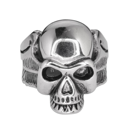 Sk1039 Gents Life After Death Winged Skull Ring Stainless Steel Motorcycle Biker Jewelry Rings