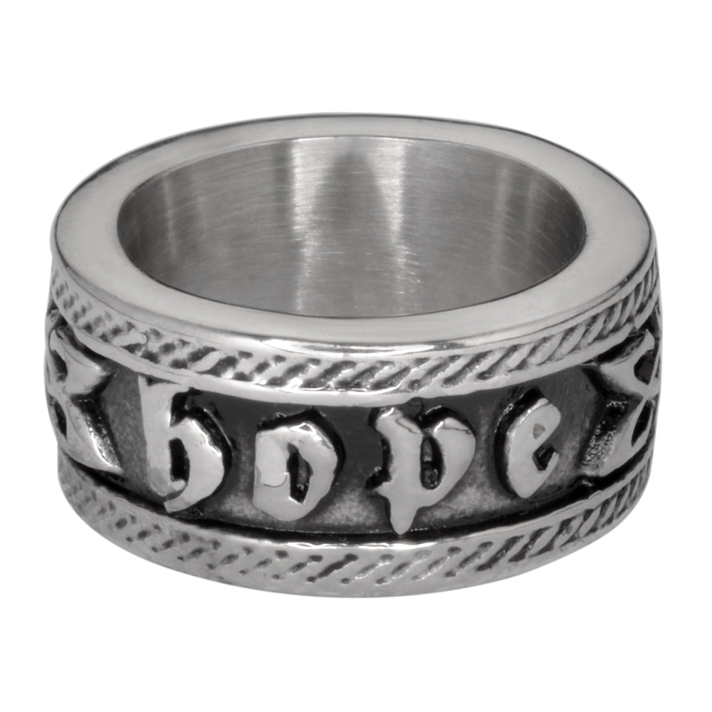 Sk1047 Ladies Hope Ring Wide Band Stainless Steel Motorcycle Jewelry Sizes 6-10 Rings