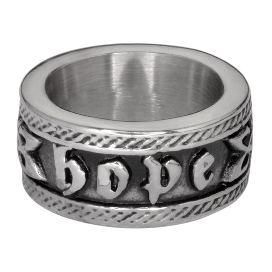 Sk1047 Ladies Hope Ring Wide Band Stainless Steel Motorcycle Jewelry Sizes 6-10 Rings