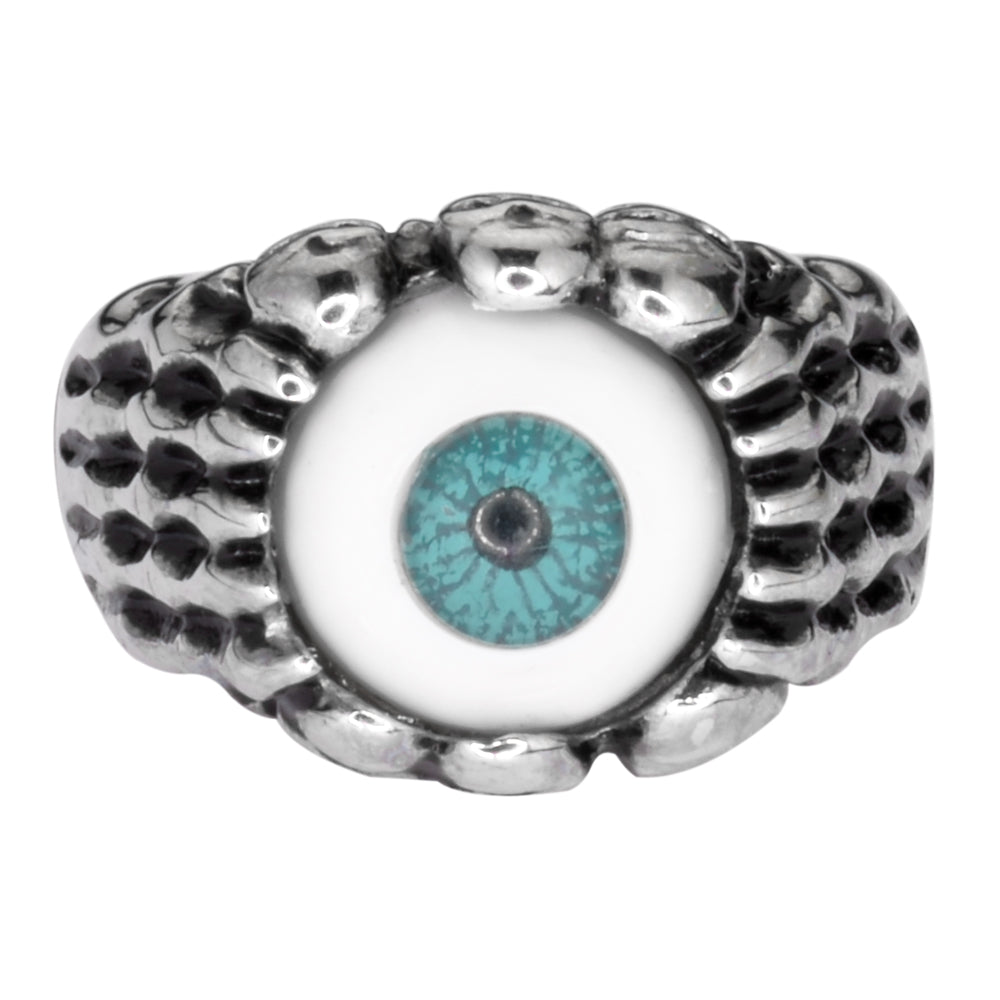 Sk1053 Ladies Blue Eyeball Ring Stainless Steel Motorcycle Jewelry Sizes 5-10 Rings