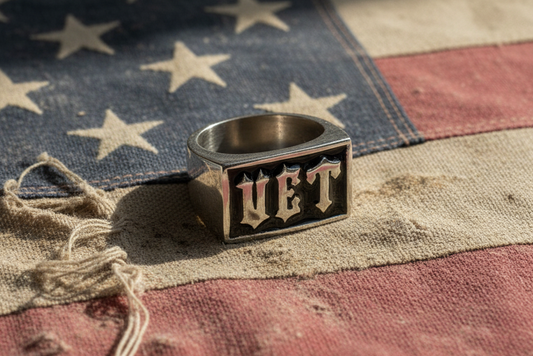 SK1060 Gents Veteran Ring Stainless Steel Military Jewelry Sizes 9-16