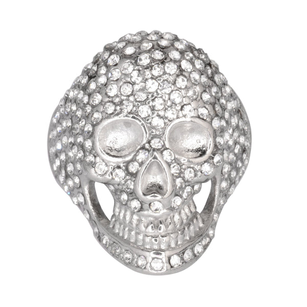 Sk1065 Ladies Bling Covered Skull Imitation Diamond Ring Stainless Steel Motorcycle Jewelry Size