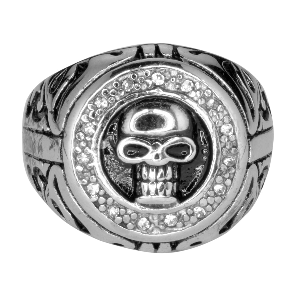 Sk1072 Skull Ring Imitation Stones Stainless Steel Motorcycle Jewelry Size 9-16 Rings