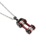 Sk1106N Ladies Bike Chain Black Candy Red Crystal Bling Necklace 19’’ Stainless Steel