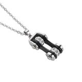 Sk1116N Ladies Bike Chain Silver Black Crystal Bling Necklace 19’’ Stainless Steel Motorcycle