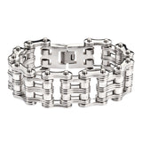 Sk1140 1’’ Wide All Stainless Steel Unisex Motorcycle Chain Bracelet