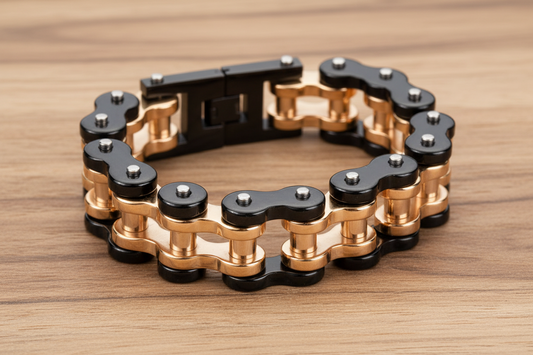 SK1257 Black Gold Thick Link Bracelet