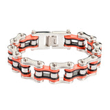 Sk1260 Tri-Color Silver Orange Black 3/4’’ Wide Double Link Design Unisex Stainless Steel