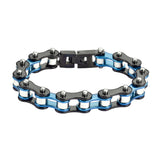 Sk1293 1/2’’ Wide Tri-Color Blue Black Silver Original Design Stainless Steel Motorcycle Bike