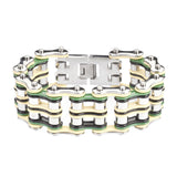 Sk1318 Quad Color 1’’ Wide Tan Silver Green Black Men’s Stainless Steel Motorcycle Chain