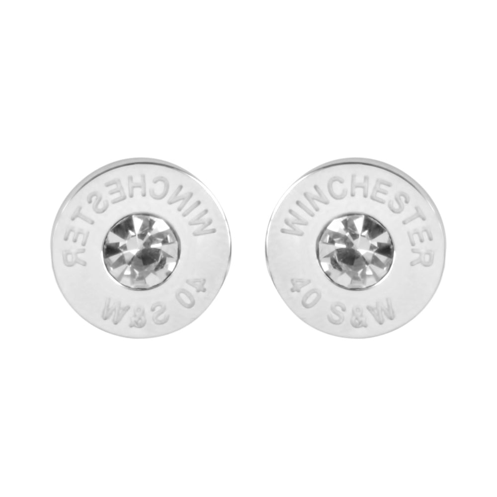 Sk1446 Bullet Earrings Stainless Steel Imitation Diamonds