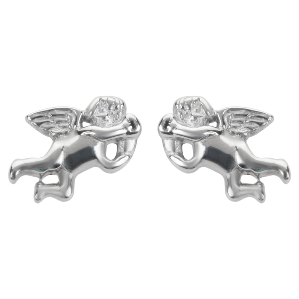 Sk1474 Cherub Angel Earrings Post & Nut Stainless Steel Motorcycle Biker Jewelry