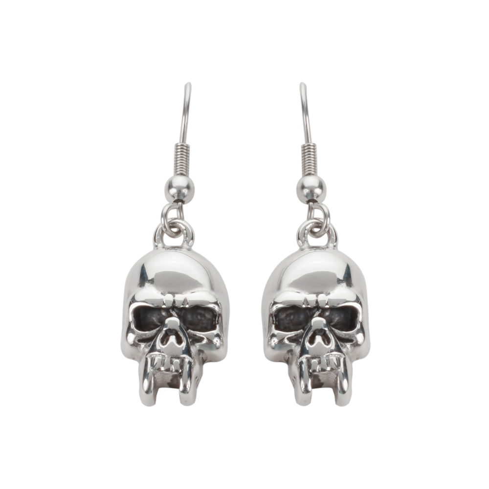 Sk1621 Vampire Skull Earrings French Wire Stainless Steel Motorcycle Biker Jewelry
