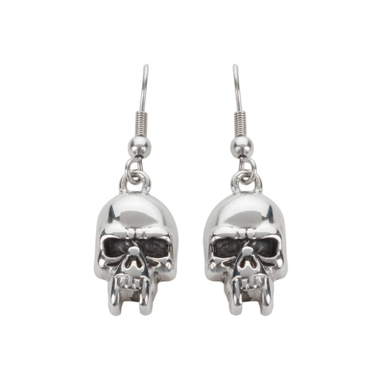 Sk1621 Vampire Skull Earrings French Wire Stainless Steel Motorcycle Biker Jewelry