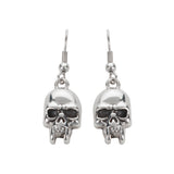 Sk1621 Vampire Skull Earrings French Wire Stainless Steel Motorcycle Biker Jewelry