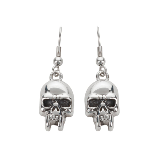 Sk1621 Vampire Skull Earrings French Wire Stainless Steel Motorcycle Biker Jewelry