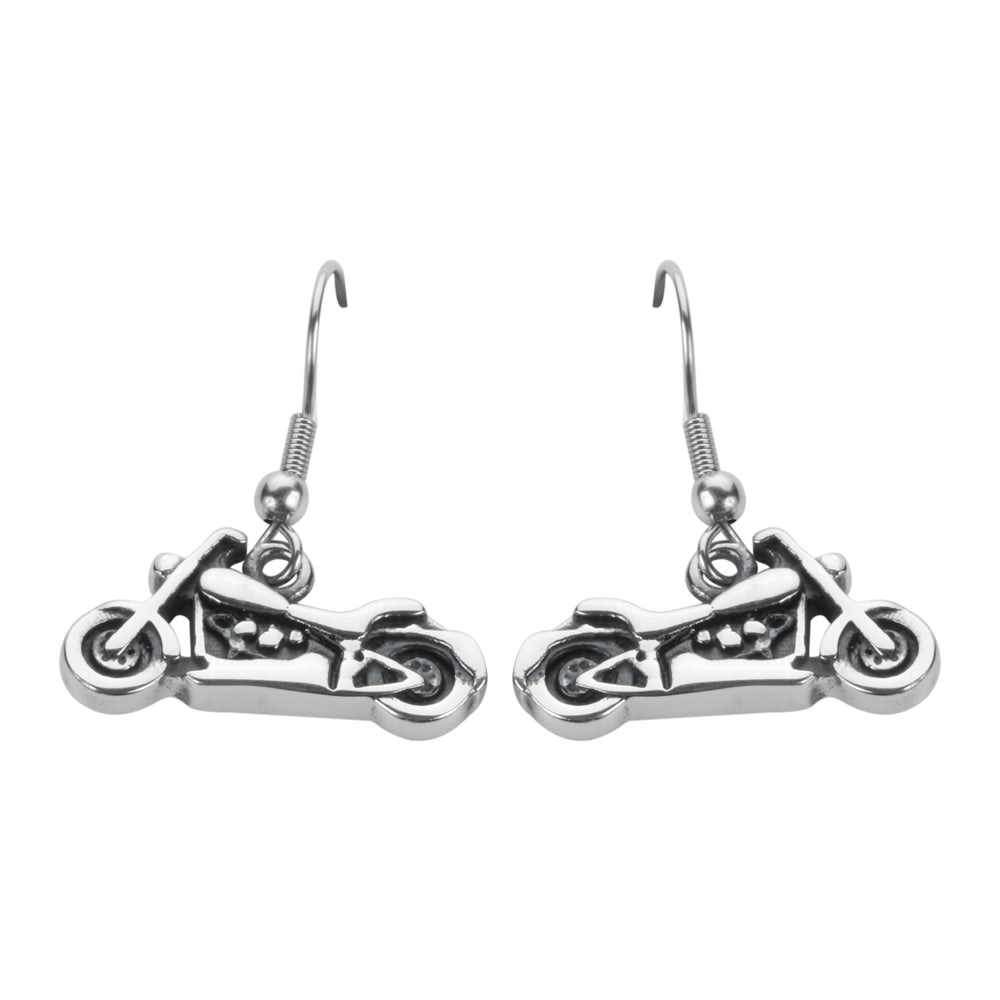 Sk1637 Motorcycle French Wire Small Earrings Stainless Steel Biker Jewelry