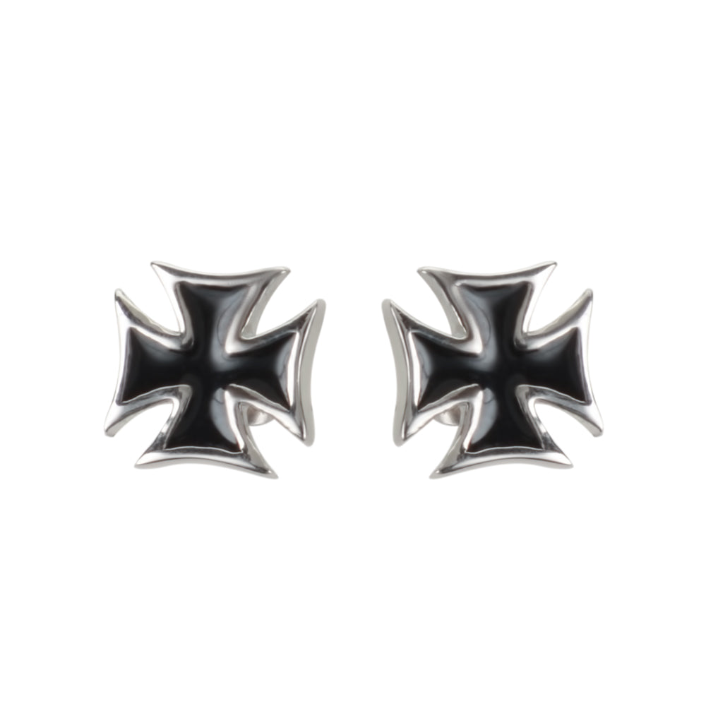 Sk1639 Iron Cross Nut & Post Earrings Stainless Steel Motorcycle Biker Jewelry