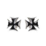 Sk1639 Iron Cross Nut & Post Earrings Stainless Steel Motorcycle Biker Jewelry