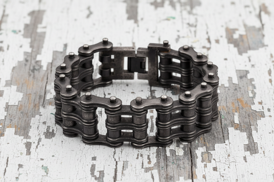 SK1703 1" Wide Distressed Antique Finish Men's Stainless Steel Motorcycle Chain Bracelet