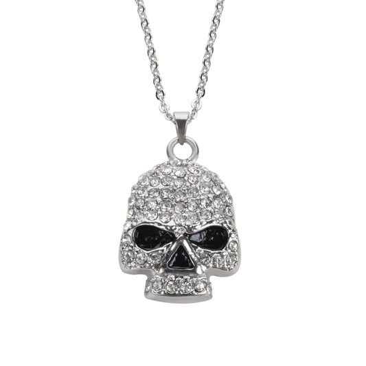 SK1704 Ladies Bling Skull Pendant With Necklace 19’’ Stainless Steel Motorcycle Jewelry Necklaces