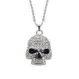 Sk1704S Necklace Earrings Set - Ladies Bling Skull Pendant With 19 Stainless Steel Motorcycle