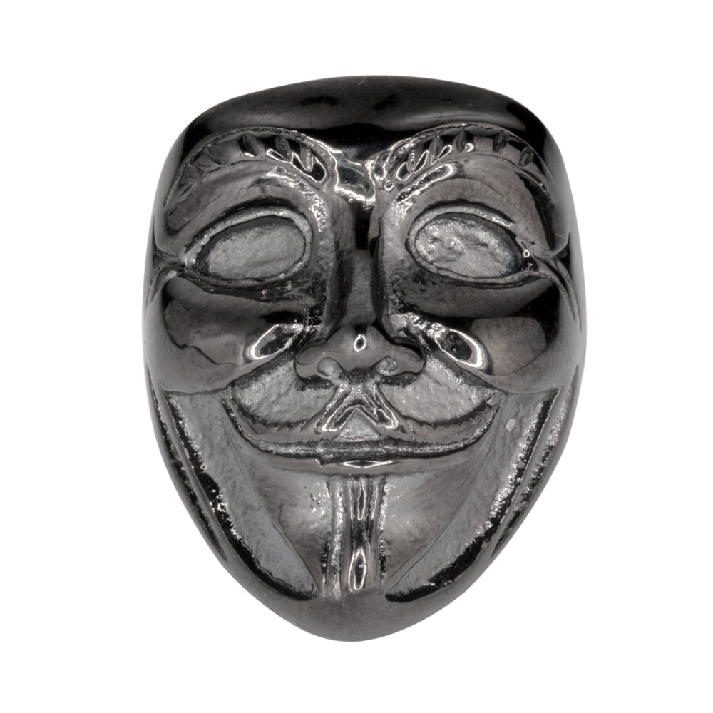 Sk1743 Unisex Guy Fawkes Ring ’Anonymous Mask’ Black Edition Stainless Steel Motorcycle Jewelry