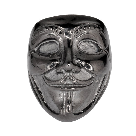Sk1743 Unisex Guy Fawkes Ring ’Anonymous Mask’ Black Edition Stainless Steel Motorcycle Jewelry