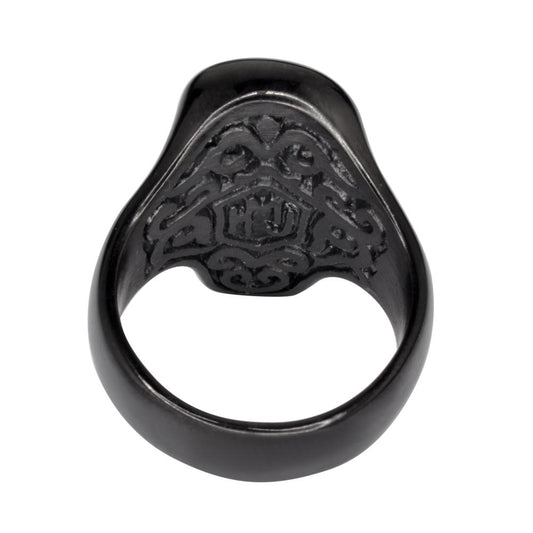 Sk1743 Unisex Guy Fawkes Ring ’Anonymous Mask’ Black Edition Stainless Steel Motorcycle Jewelry