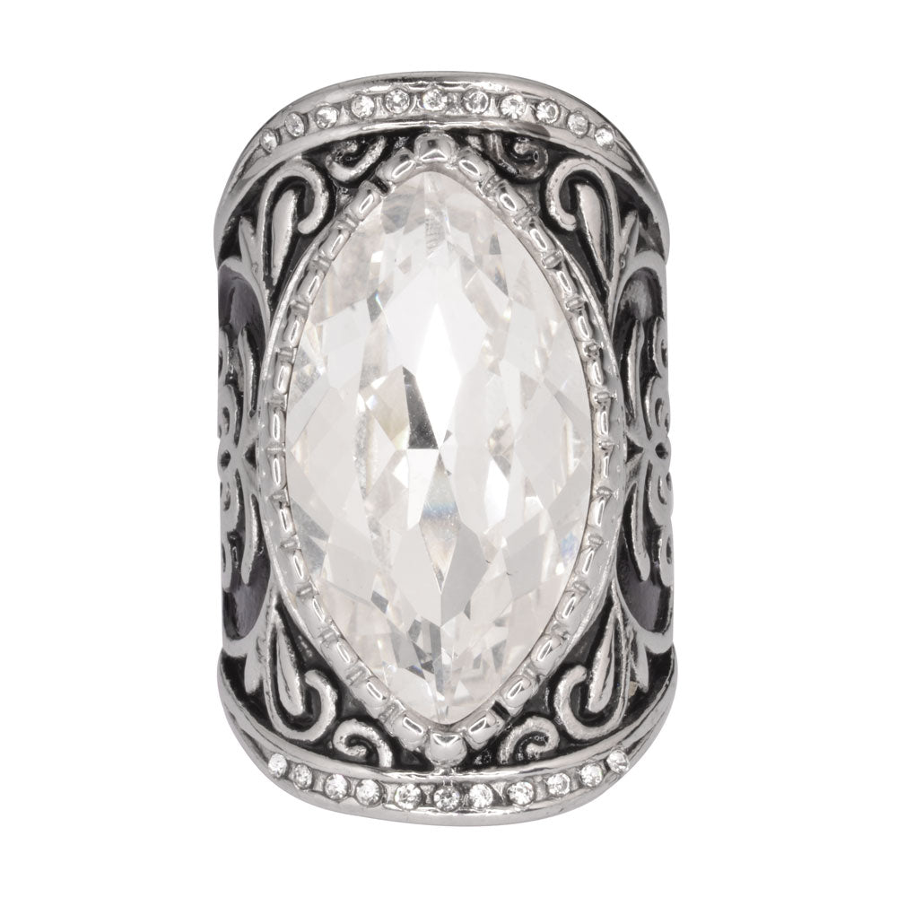 Sk1745 Ladies Big Crystal Fancy Design Ring Stainless Steel Motorcycle Jewelry Size 6-12 Rings