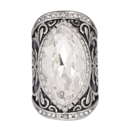 Sk1745 Ladies Big Crystal Fancy Design Ring Stainless Steel Motorcycle Jewelry Size 6-12 Rings