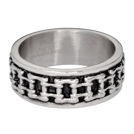 Sk1747 Gents Bike Chain Ring Silver Edition Stainless Steel Motorcycle Jewelry Size 9-14 Rings